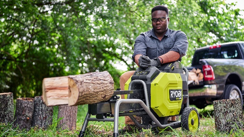 Man splitting logs