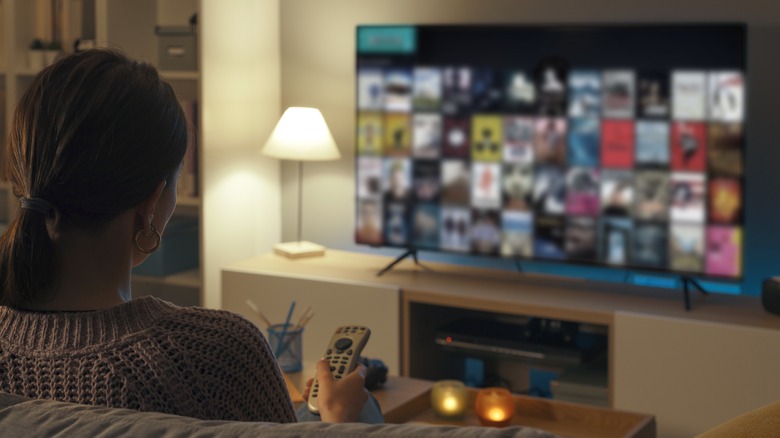 woman watching smart TV