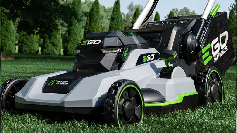 Ego Power+ 600 Touch Drive electric lawn mower on grass
