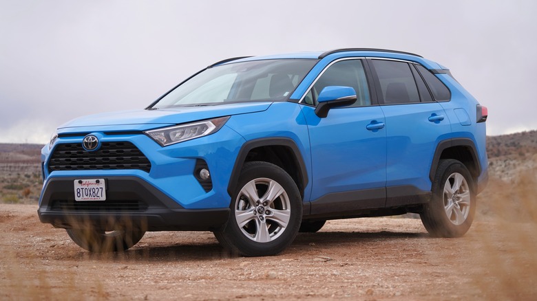 Blue toyota SUV