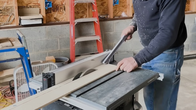 SawStop Portable Table Saw Cutting Wood