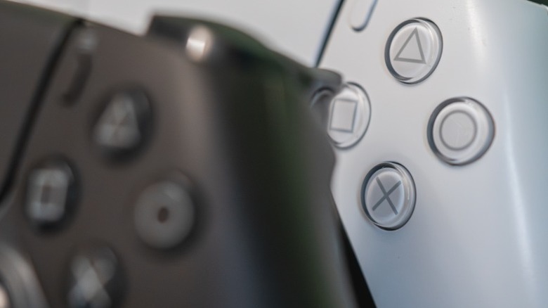 Close up of PS5 controllers