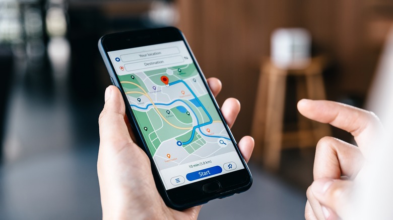 map app on mobile device
