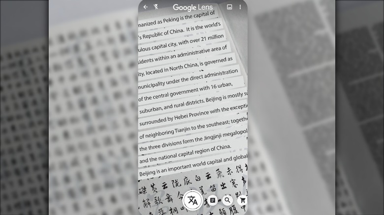 Google Lens translating foreign text
