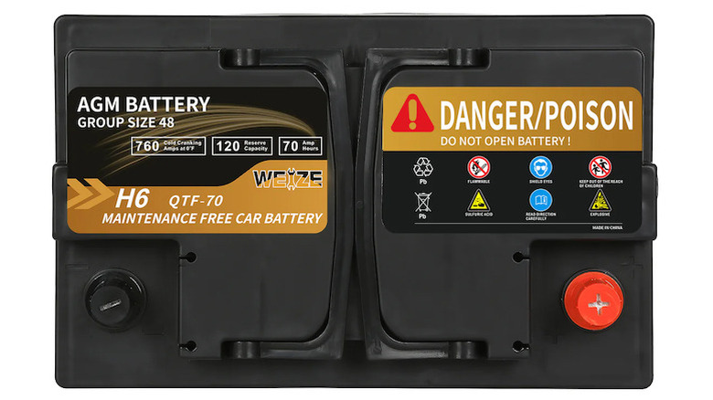 The top view of Weize Platinum QTF-70 battery against a white background