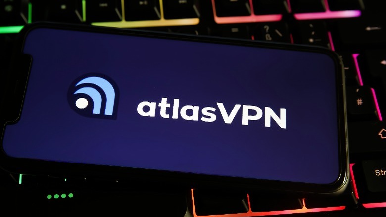 Atlas VPN logo on phone display