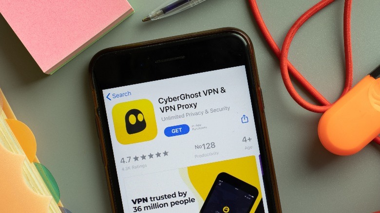 CyberGhost app on smartphone