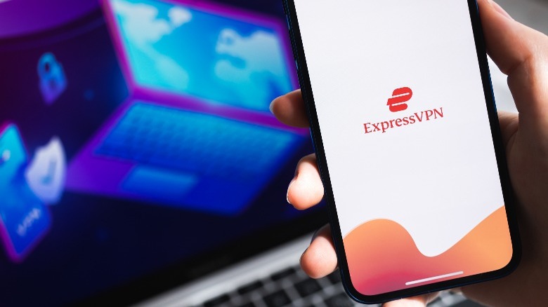 ExpressVPN logo on smartphone display