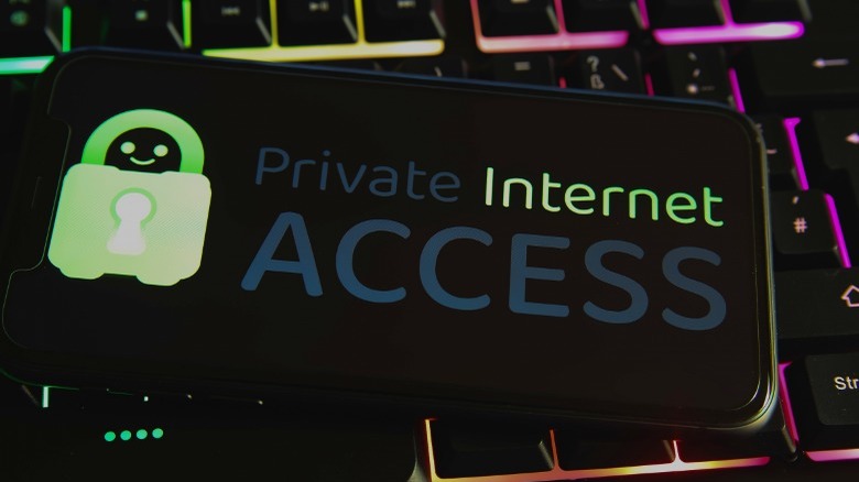 Private Internet Access logo on phone display