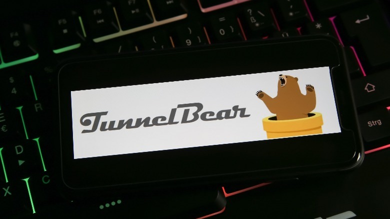 TunnelBear logo on phone display