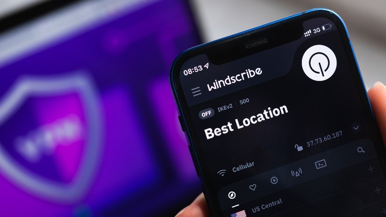 Windscribe app screen