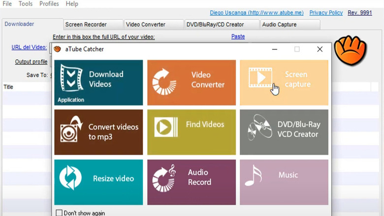 aTube Catcher user interface