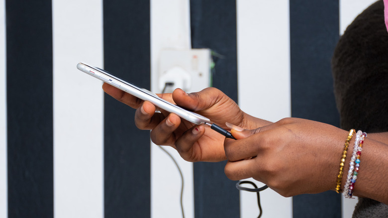 charger connected to a smartphone 