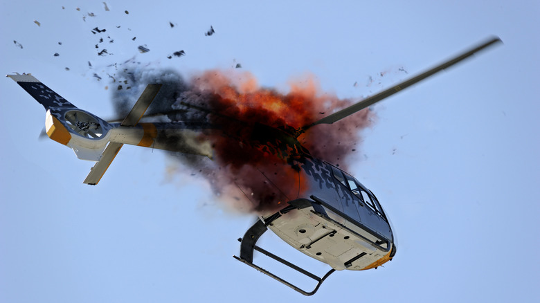 helicopter explosion in air