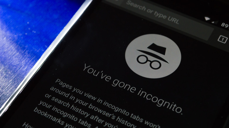 Incognito browser screen on phone