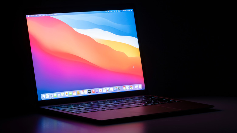 Mac laptop with bright screen