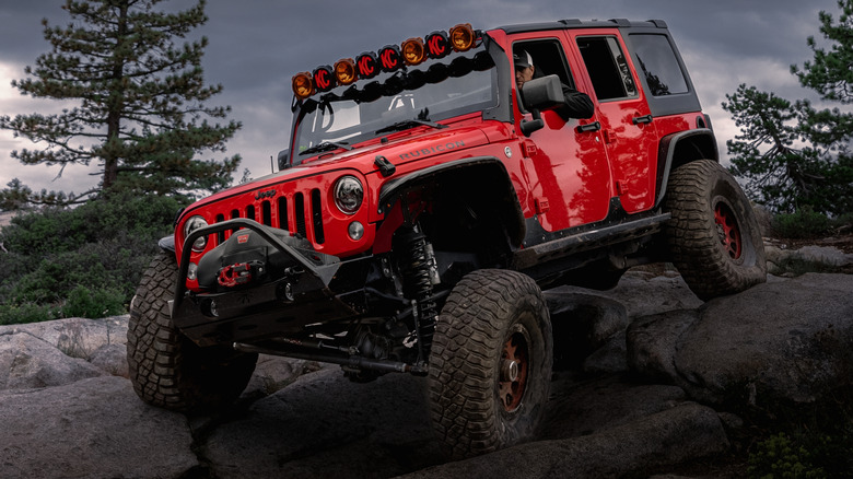 Modified Jeep Wrangler rock crawling.