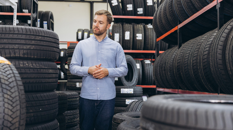 Customer shopping for new tires