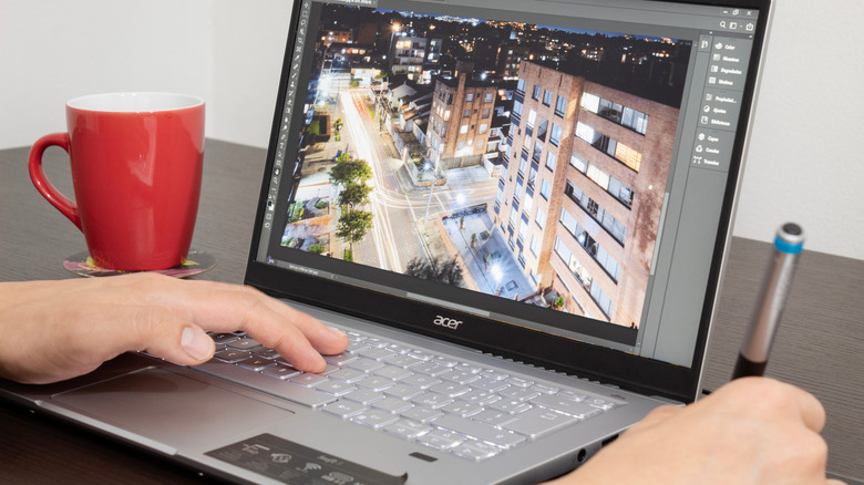 Adobe Photoshop on a laptop