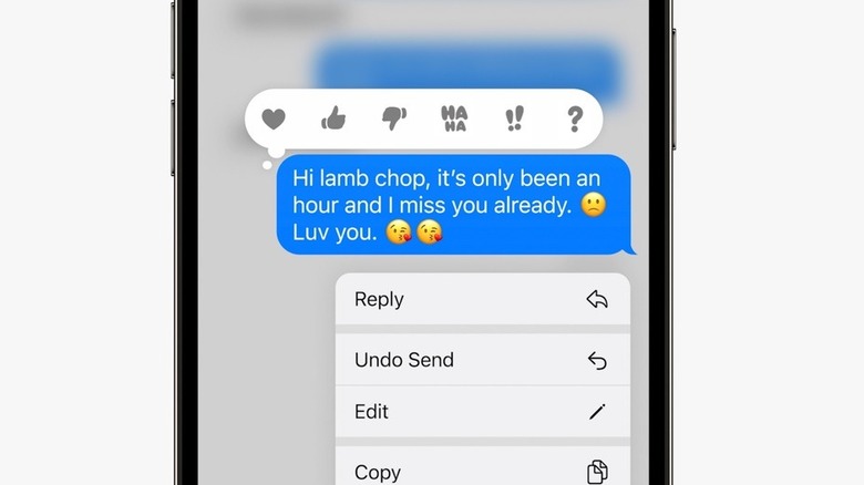 Apple Messages undo send feature