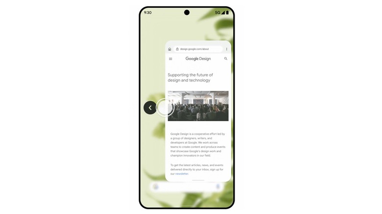 Predictive back gesture in Android 13.