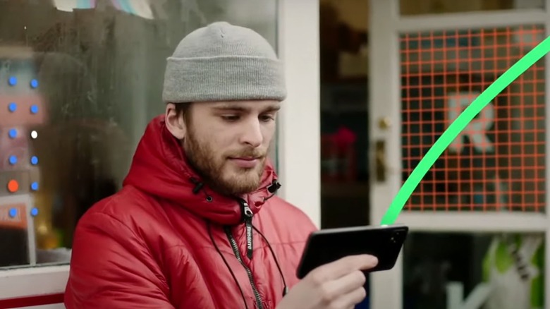 Person using Android smartphone