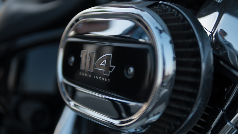Close up of Harley-Davidson Milwaukee-Eight 114 engine