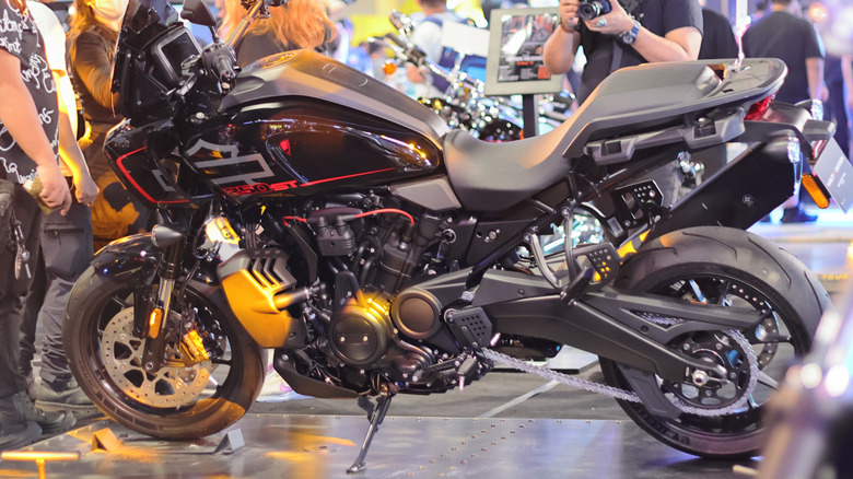 Harley-Davidson Pan America from the side with kickstand extended