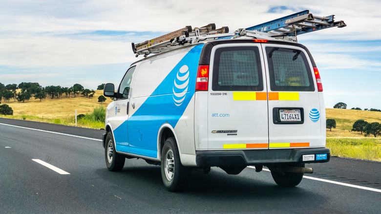 AT&T van on road