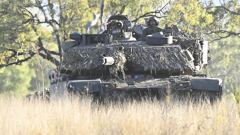 M1 Abrams tank in woods