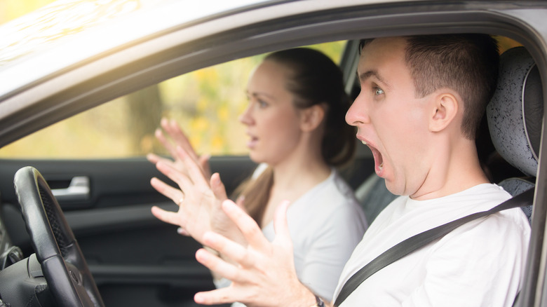 Shocked driver during a car accident