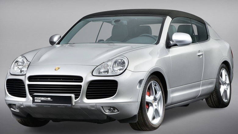 Porsche Cayenne convertible with a soft-top roof.