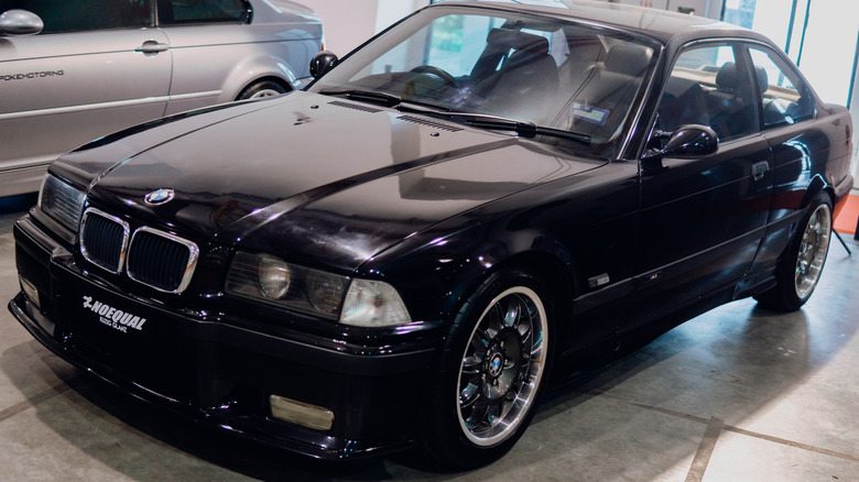 Black BMW E36 M3 on display