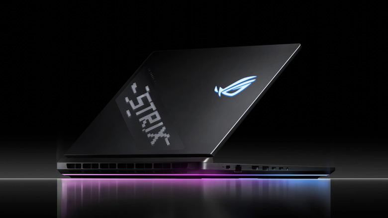 The ASUS ROG Strix Scar 18 2025 edition on digital black backdrop
