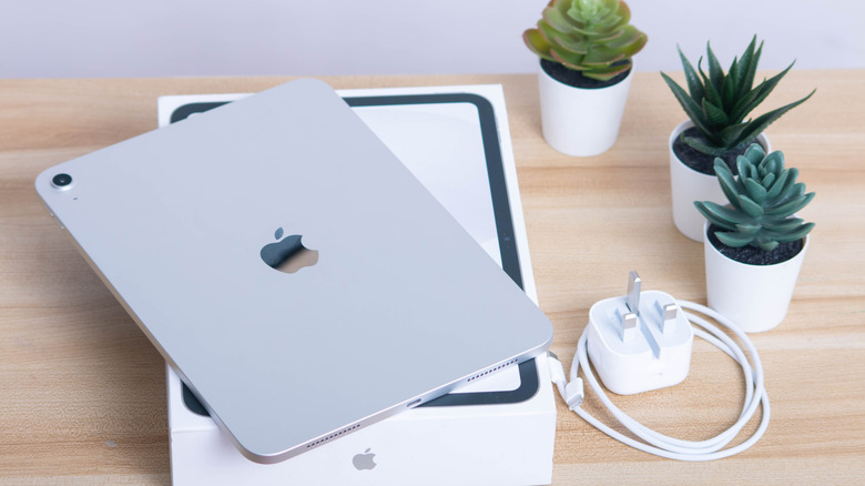 iPad 11th generation 2025 on a desk next ot its box and some plants