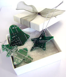 circuit board christmas tree ornaments