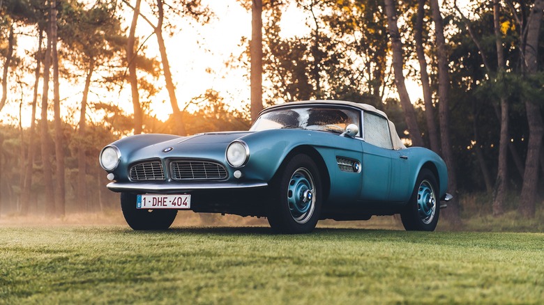 BMW 507 parked field blue