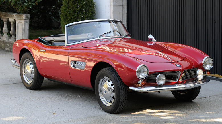 BMW 507 roadster parked red