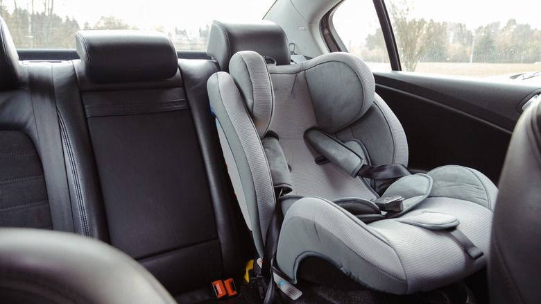 Car seat in back of car