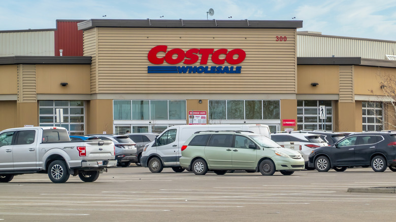 Front view of Costco entrance from parking lot