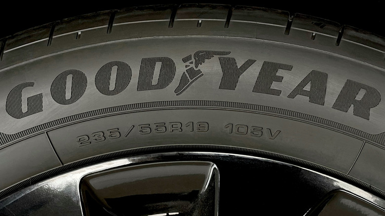 close up of goodyear tire
