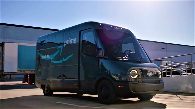 Rivian Prime delivery van on live-action showcase