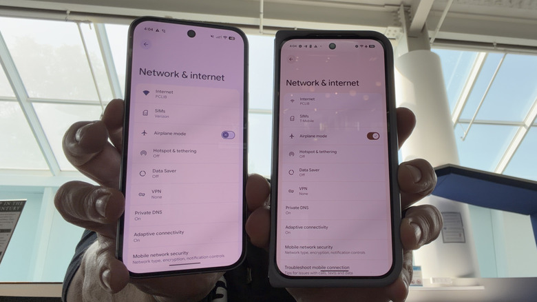 Two Pixel phones, side-by-side