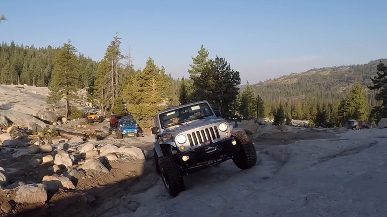 Jeeps taking on Rubicon Trail