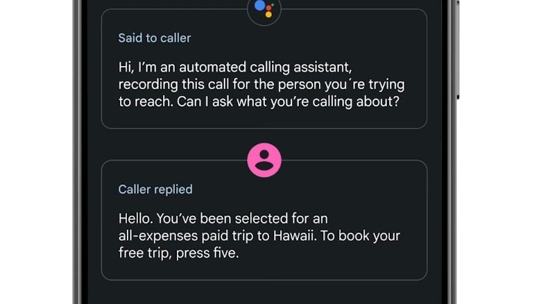 Google Assistant screening a call
