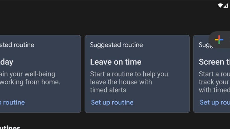 Google Assistant routine menu