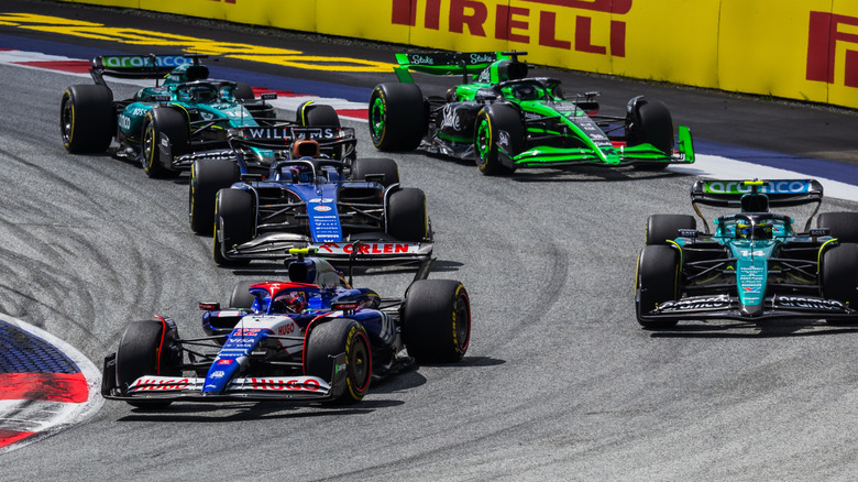 formula 1 cars on track