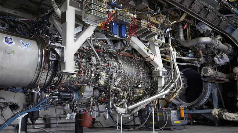 GE XA100 engine in a testing facility