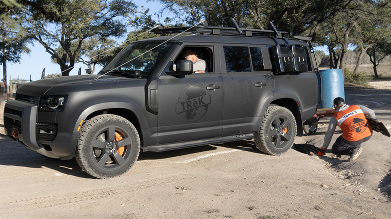 Trailering behind a Defender 130 at Land Rover TReK Off-Road Competition
