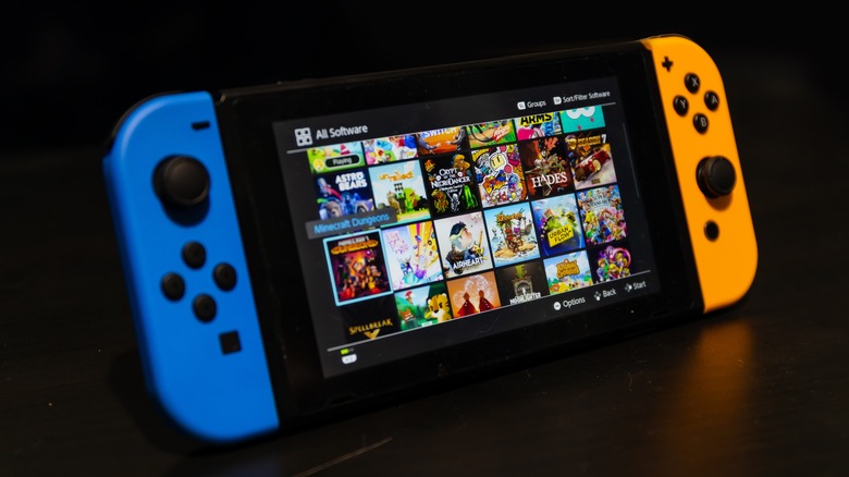 Nintendo Switch displaying game library